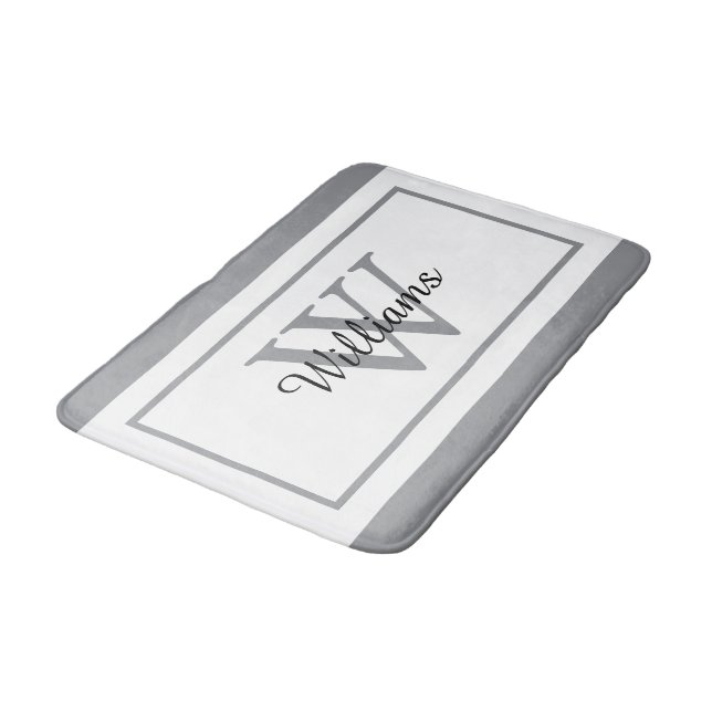 Elegant Monogram Script Name Bath Mat (Angled)