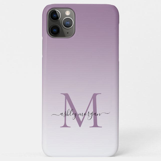 Elegant Monogram Script Name Dusty Lavender Case-Mate iPhone Case (Back)