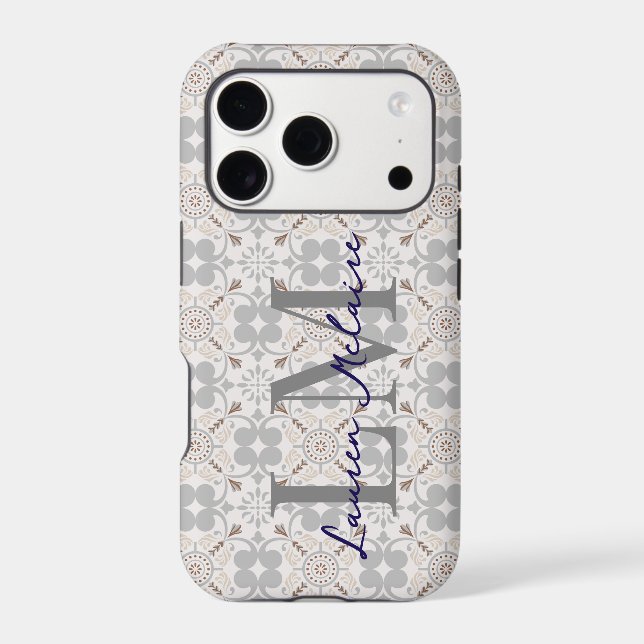 Elegant Monogram Script Name Spanish Tile (Verso)