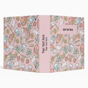 Elegant Monogram Script Office School 3 Ring Binde Binder