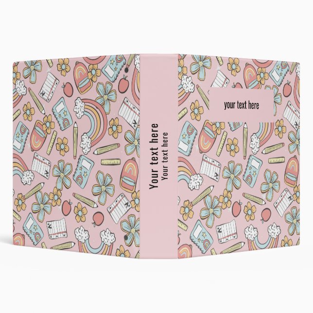 Elegant Monogram Script Office School 3 Ring Binde Binder (Background)