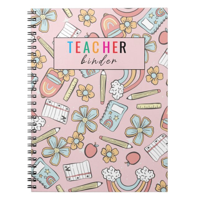 Elegant Monogram Script Office School 3 Ring Binde Notebook (Front)