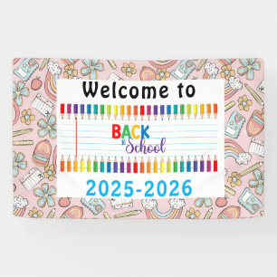 Elegant Monogram Script Office School Banner