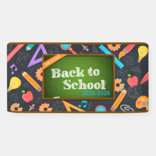 Elegant Monogram Script Office School Banner