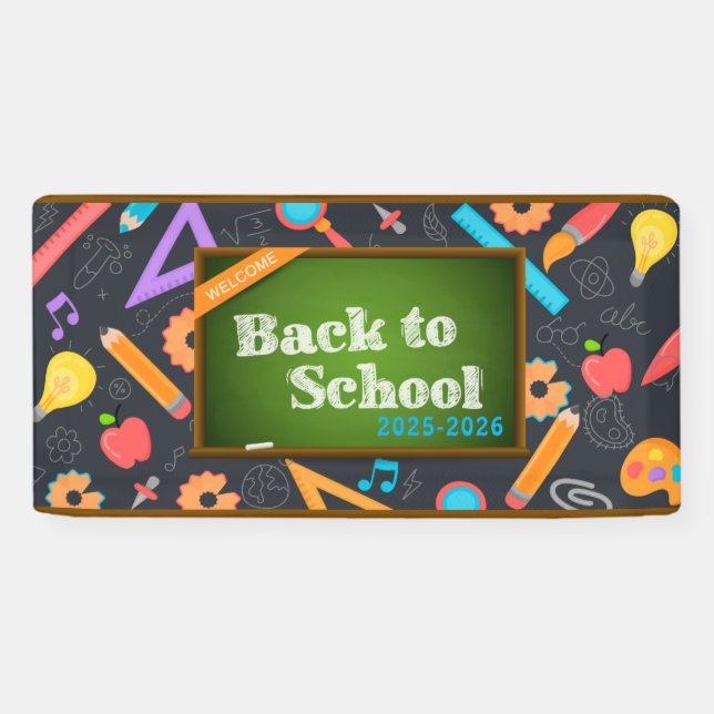 Elegant Monogram Script Office School Banner (Horizontal)