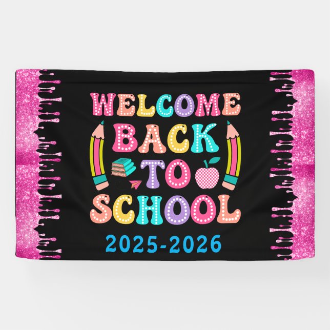 Elegant Monogram Script Office School Banner (Horizontal)