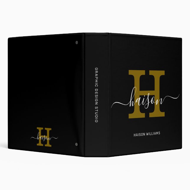 Elegant Monogram Script – Office & School Binder (Background)