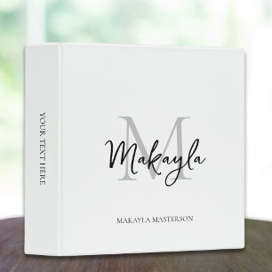 Elegant Monogram Script Office School Binder