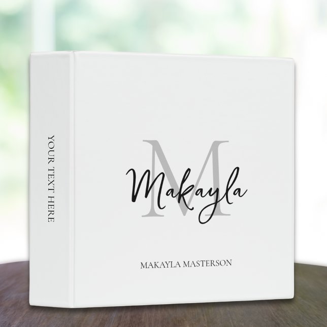 Elegant Monogram Script Office School Binder (Creator Uploaded)