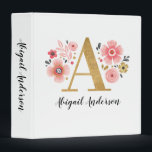 Elegant Monogram Script Pink White Floral Office Binder<br><div class="desc">An Elegant Monogram Pink and White Floral Script Home Office Binder. Pretty and girly for Professional Work,  and a chic office. Contact me if you want a letter that is not available. Designed for you by Blackberry Boulevard.</div>