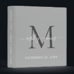 Elegant Monogram Script Silver Grey Wedding Binder<br><div class="desc">Chic wedding album with your stylish monogram initial in dark grey and your names in white elegant handwritten script calligraphy on a silver grey background. Simply add your names, monogram and wedding date. A beautiful wedding keepsake gift album for all your wedding photos and memories. Exclusively designed for you by...</div>