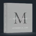 Elegant Monogram Script Silver Grey Wedding Binder<br><div class="desc">Chic wedding album with your stylish monogram initial in dark grey and your names in white elegant handwritten script calligraphy on a silver grey background. Simply add your names, monogram and wedding date. A beautiful wedding keepsake gift album for all your wedding photos and memories. Exclusively designed for you by...</div>
