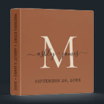 Elegant Monogram Script TerraCotta Ivory Wedding Binder<br><div class="desc">Chic wedding album with your stylish monogram initial in ivory and your names in black elegant handwritten script calligraphy on a terracotta background. Simply add your names, monogram and wedding date. A beautiful wedding keepsake gift album for all your wedding photos and memories. Exclusively designed for you by Happy Dolphin...</div>