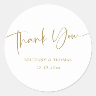 Elegant Monogram Script Thank You Wedding Classic Round Sticker
