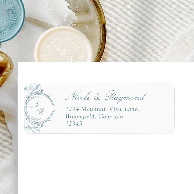 Elegant Monogram Sea Glass Wedding Return Address (Creator Uploaded)