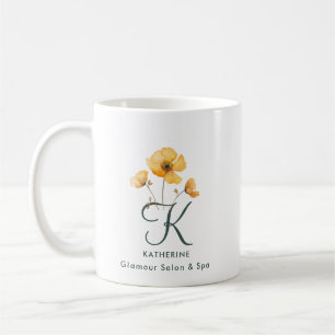 Elegant Monogram Signature Garden Glamour Salon Coffee Mug