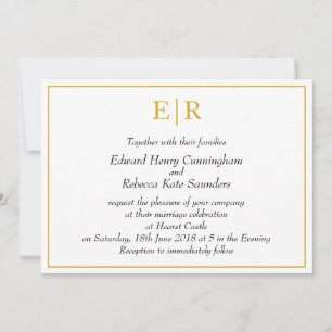 Elegant Monogram Simple Gold Wedding Invitation