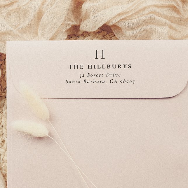 Elegant Monogram Simple Return Address Self-inking Stamp (Rubber Stamp Mock-up)