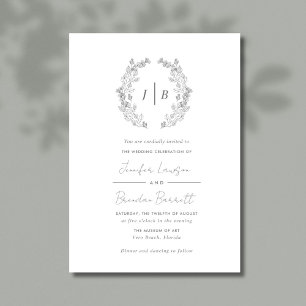 Elegant Monogram Simple Wedding  Invitation