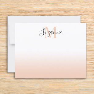 Elegant Monogram Soft Peach Ombre Card