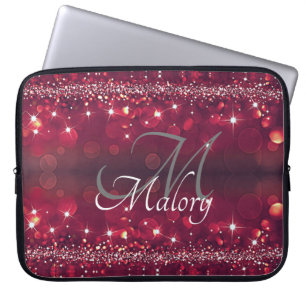 Elegant Monogram Sparkle Personalized Laptop Case