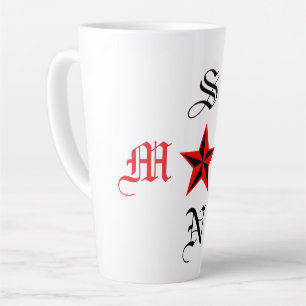 Elegant Monogram Star Mom Son Latte Mug Design