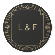 Elegant Monogram Sticker – Black & Gold Wedding