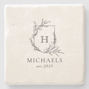 Elegant Monogram Stone Coaster