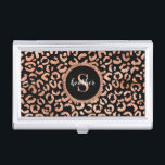Elegant Monogram Stylish Leopard Animal Print Business Card Holder<br><div class="desc">A stylish and chic rose gold foil leopard animal print decorates this business card holder. Personalize it with your monogram initial and name. Designed for you by Blackberry Boulevard.</div>
