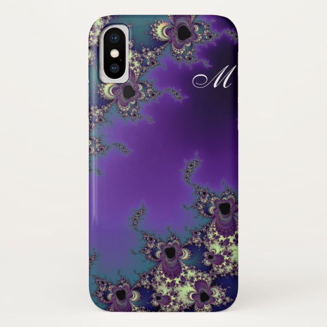 Elegant Monogram Summer Blues Fractal Case-Mate iPhone Case (Back)