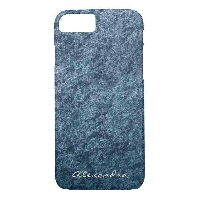 Elegant Monogram Teal Aqua Blue Velvet Case-Mate iPhone Case (Back)