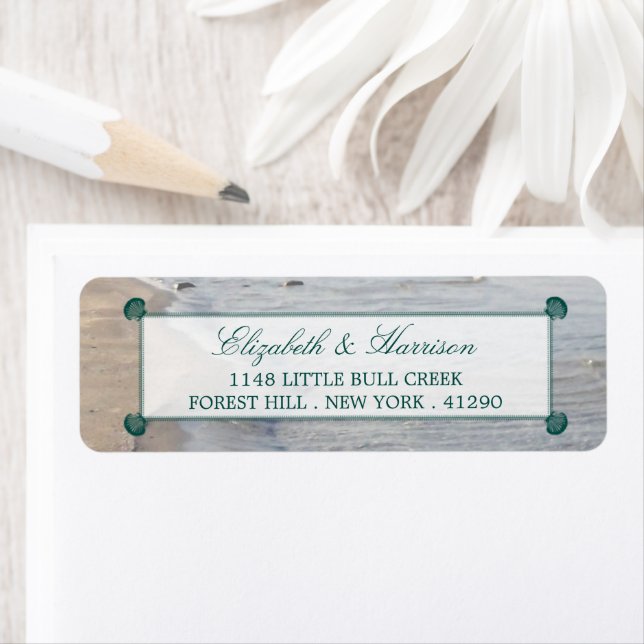 Elegant Monogram & Teal Scallop Beach Wedding (Insitu)