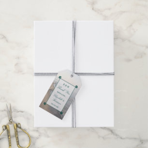 Elegant Monogram & Teal Scallop Beach Wedding Gift Tags