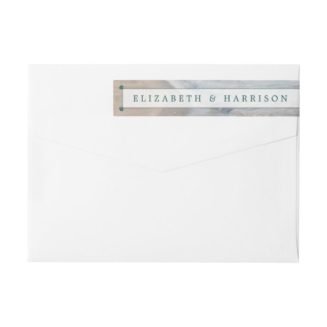 Elegant Monogram & Teal Scallop Beach Wedding Wrap Around Label (Back)
