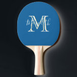 Elegant Monogram Teal White First Name Ping Pong Paddle<br><div class="desc">This beautiful and sophisticated design feature unique multi-colour lettering for the Monogram and First Name -- look closely and you will see for yourself. That is a part of what makes this almost one-of-a kind -- for yourself or as a special gift. Any design questions or special requests, just email:...</div>