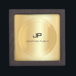 Elegant Monogram Template Personalized Gold Look Gift Box<br><div class="desc">Elegant Monogram Template Personalized Gold Look Modern Magnetic Wooden Small Gift Box.</div>