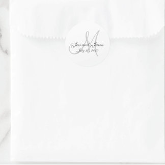 Elegant Monogram Thank You Wedding Favour Classic Round Sticker