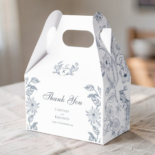 Elegant Monogram Toile Crest Wedding Thank You Favor Box