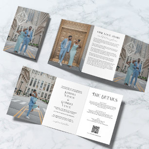 Elegant Monogram Trifold Book Wedding Invitation