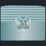 Elegant Monogram Turquoise Brush Steel iPad Cover<br><div class="desc">Electronic Cases. 100% Customizable. Ready to Fill in the box(es) or Click on the CUSTOMIZE button to add, move, delete or change any of the text or graphics. Made with high resolution vector and/or digital graphics for a professional print. NOTE: (THIS IS A PRINT. All zazzle product designs are "prints"...</div>