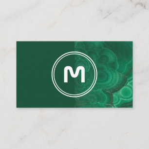 Elegant monogram two tone deep green crystals busi business card