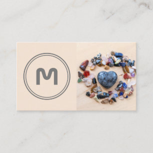 Elegant monogram two tone little crystal gems business card