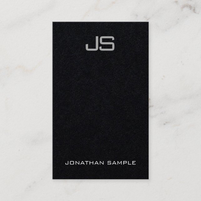 Elegant Monogram Vertical Template Luxurious Black Business Card (Front)