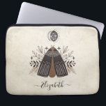 Elegant Monogram Vintage Butterfly Laptop Sleeve<br><div class="desc">An bohemian vintage mystical moth laptop sleeve. A beautiful celestial moth with foliage in earth tone colours. Personalize it with your name on the front of the laptop cover. Designed for you by Blackberry Boulevard. Other Mystical Moths designs available in the shop.</div>