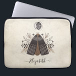 Elegant Monogram Vintage Butterfly Laptop Sleeve<br><div class="desc">An bohemian vintage mystical moth laptop sleeve. A beautiful celestial moth with foliage in earth tone colours. Personalize it with your name on the front of the laptop cover. Designed for you by Blackberry Boulevard. Other Mystical Moths designs available in the shop.</div>