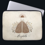 Elegant Monogram Vintage Butterfly Laptop Sleeve<br><div class="desc">An bohemian vintage mystical moth laptop sleeve. A beautiful celestial moth with foliage in earth tone colours. Personalize it with your name on the front of the laptop cover. Designed for you by Blackberry Boulevard. Other Mystical Moths designs available in the shop.</div>