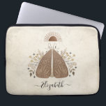 Elegant Monogram Vintage Butterfly Laptop Sleeve<br><div class="desc">An bohemian vintage mystical moth laptop sleeve. A beautiful celestial moth with foliage in earth tone colours. Personalize it with your name on the front of the laptop cover. Designed for you by Blackberry Boulevard. Other Mystical Moths designs available in the shop.</div>