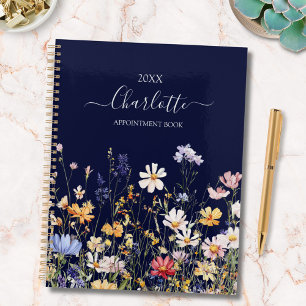 Elegant Monogram Watercolor Colourful Wildflower Planner