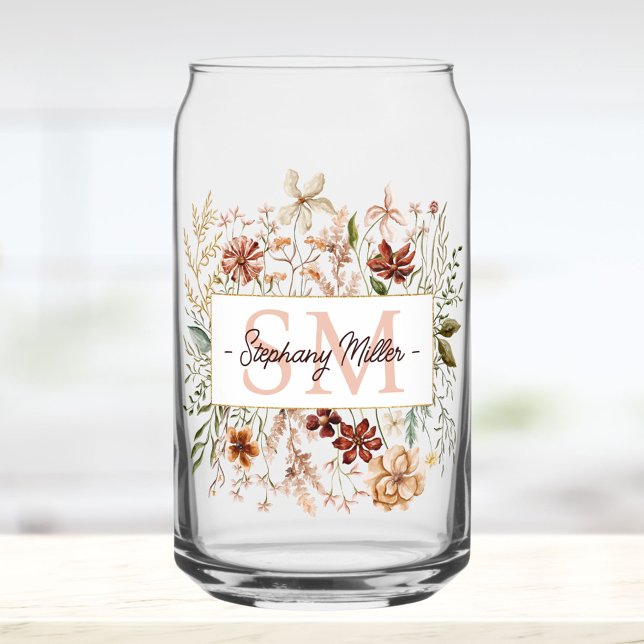 Elegant Monogram Watercolor Fall Wildflower Floral (In situ)