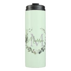 Elegant Monogram Watercolor Foilage      Thermal T Thermal Tumbler
